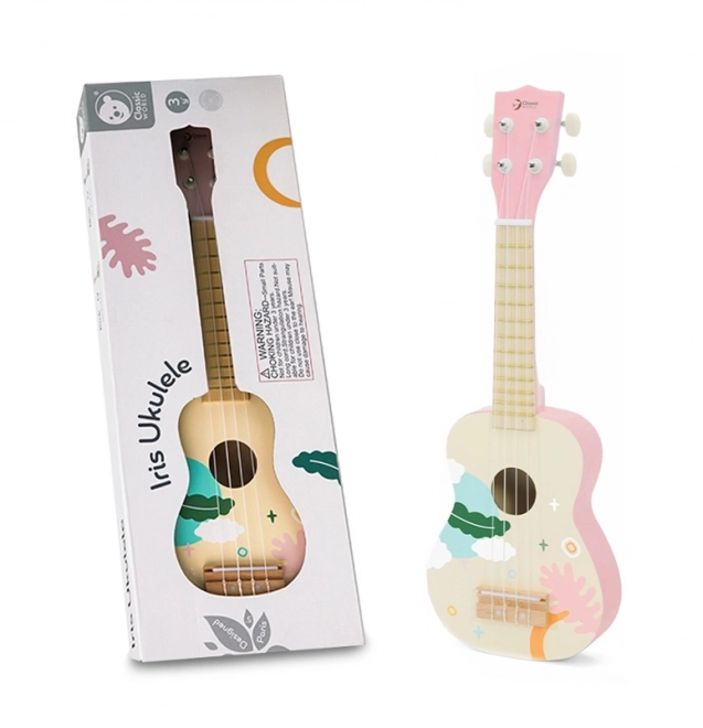 Ukulele din lemn roz pentru copii
