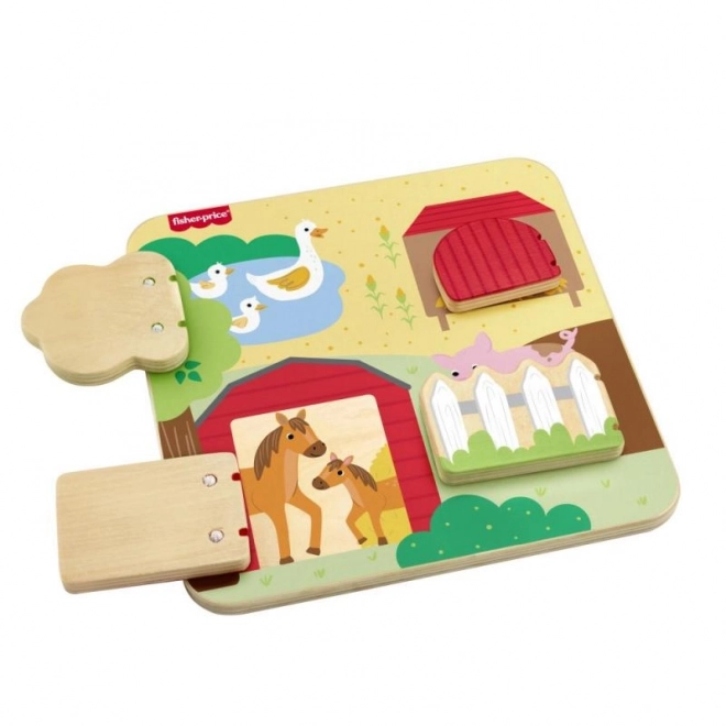 Fisher-Price Joc din lemn de-a v-ați ascunselea cu animăluțe