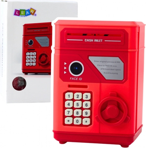Seif electronic pentru copii, pușculiță cu PIN, roșu