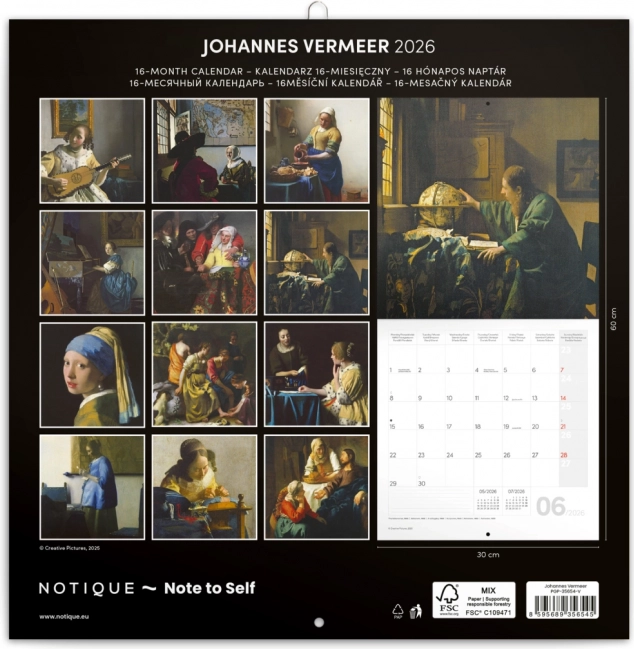 Calendar de notițe Johannes Vermeer 2026