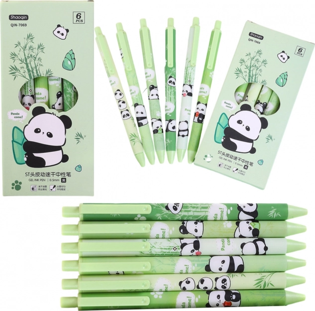 Set de Pixuri Gel Panda Bambus 6buc