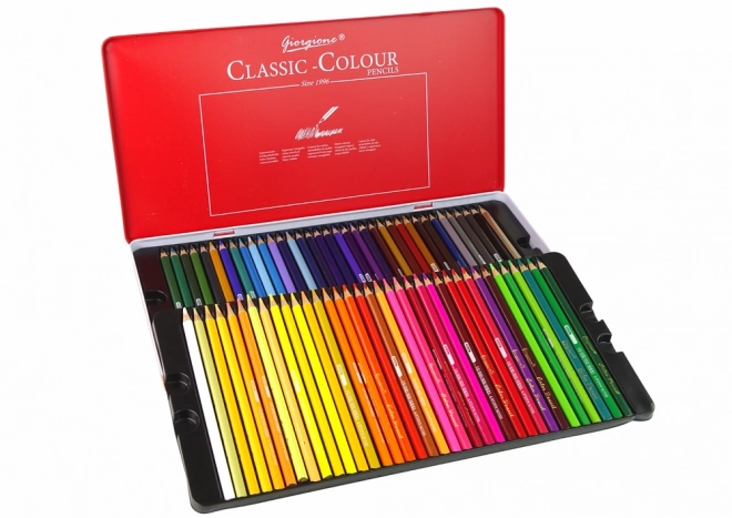 Set 72 creioane colorate artistice cu recipient metalic