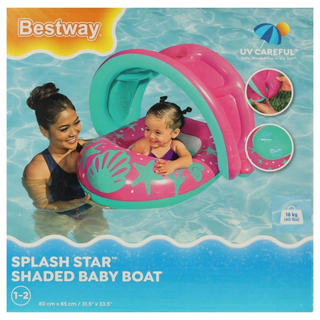 BESTWAY 34091 Barcă gonflabilă pentru copii cu scaun și copertină roz 1-2 ani 18 kg