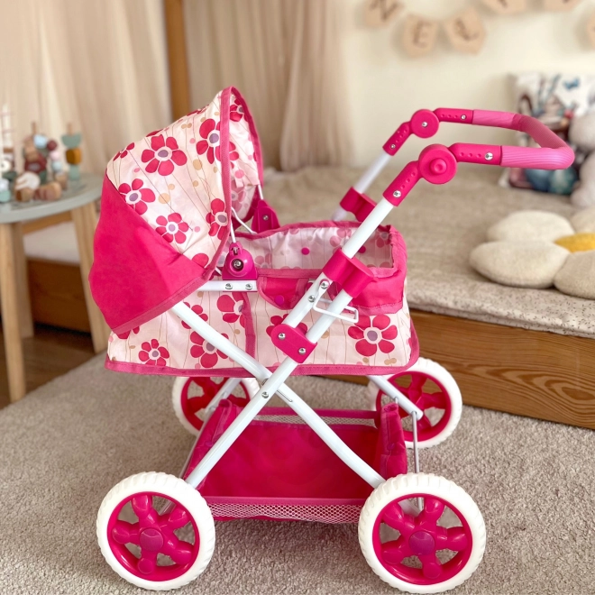 Cărucior pentru păpuși reglabil Woopie Royal cu model floral
