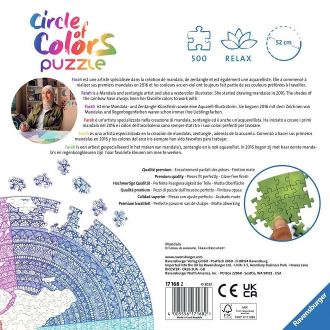 Puzzle cercul culorilor mandala 500 piese Ravensburger