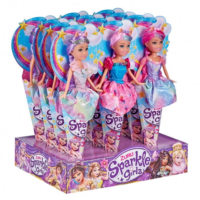 Păpușă zână unicorn Sparkle Girlz în con