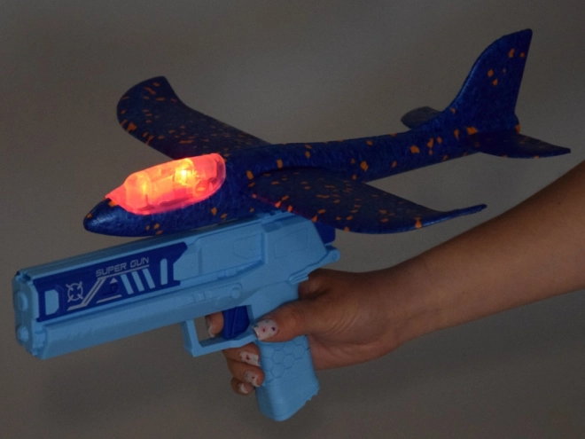 Avion din spumă cu lumină LED lansat cu pistol