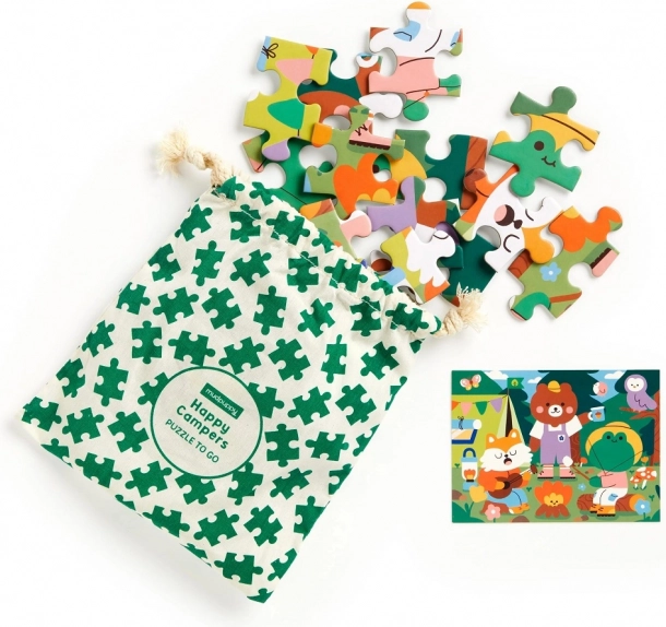 Mudpuppy Puzzle Camperii Veseli în săculeț textil