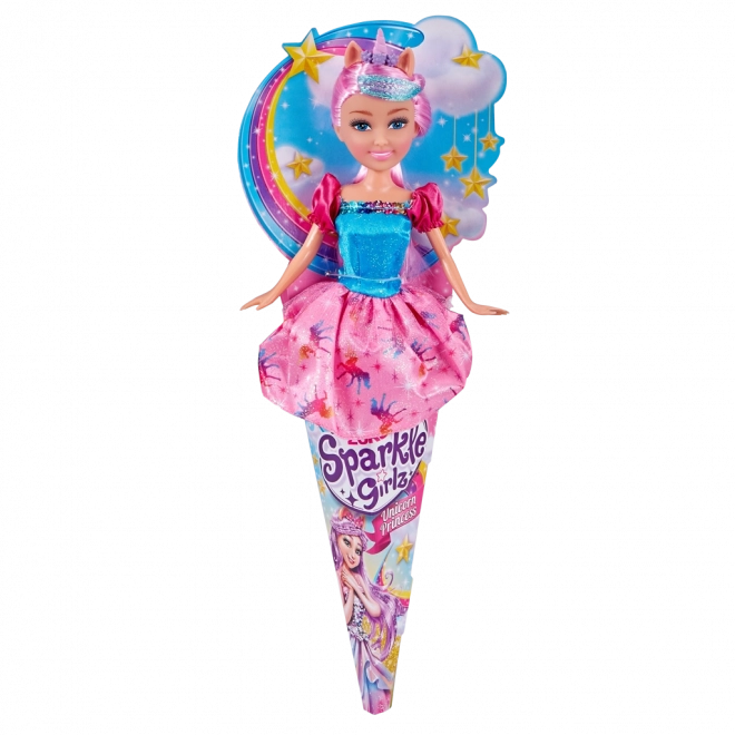Păpușă zână unicorn Sparkle Girlz în con