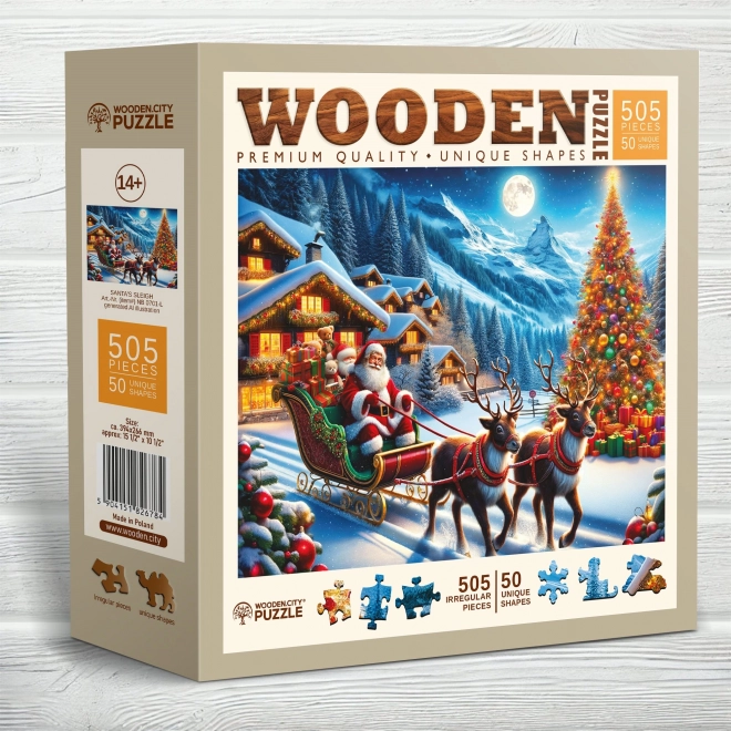 Puzzle de lemn Sania lui Moș Crăciun 505 piese