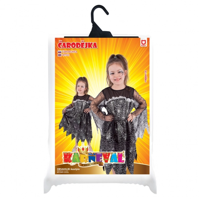 Costum de vrăjitoare pentru copii cu pânză de păianjen
