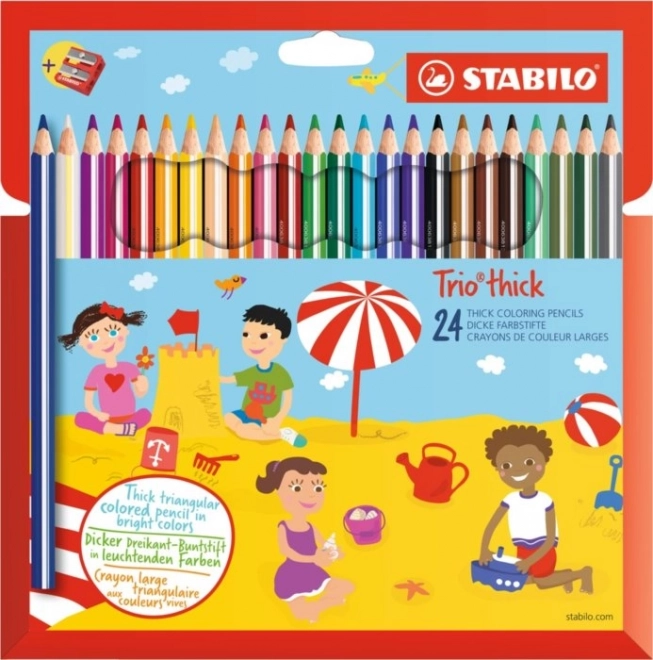 STABILO Trio gros set 24 creioane colorate cu ascuțitoare