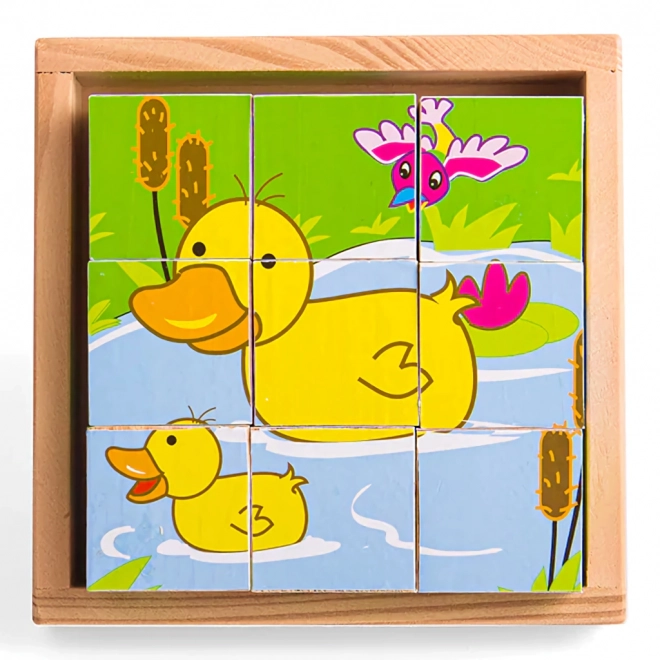 Cuburi puzzle imagini animale Bigjigs Toys