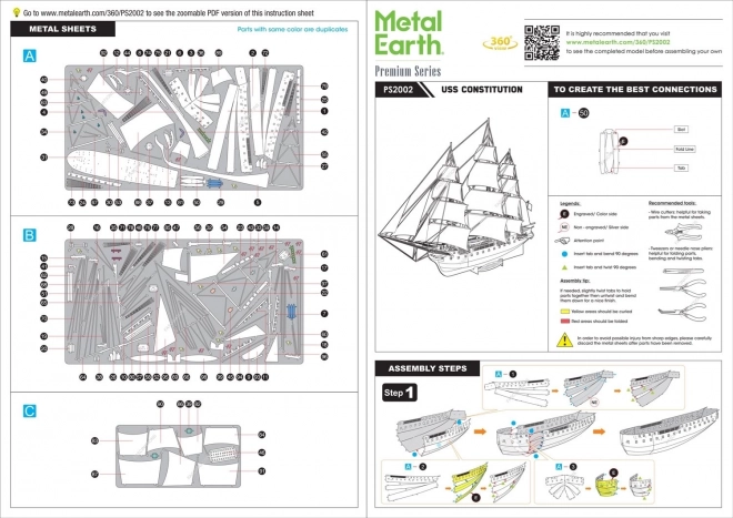 Piesă premium de puzzle 3D Metal Earth: Nava USS