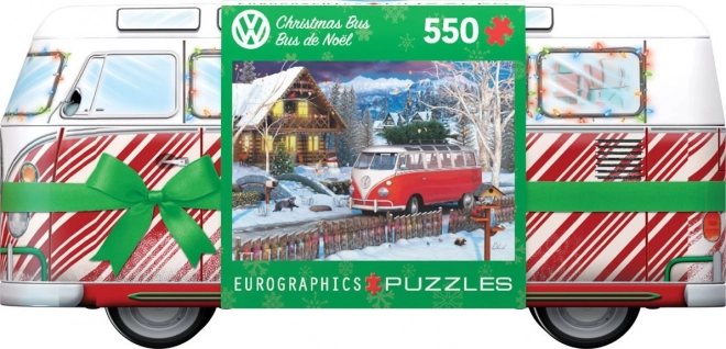 puzzle Eurographics cutie metalică autobuz de Crăciun Volkswagen 550 piese