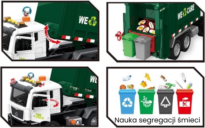 Camion de salubritate interactiv „Purifier” 1:10 - Jucărie educativă pentru sortare deșeuri