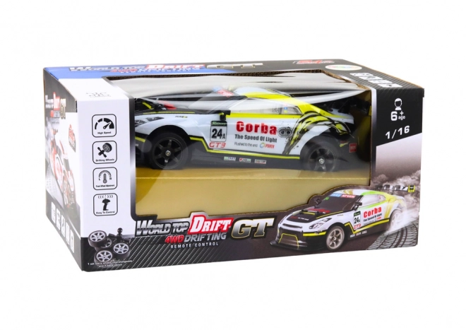 Mașină Sport RC pentru Drift, Scara 1:16, Cu Roți Interșanjabile Biuo-Galbene