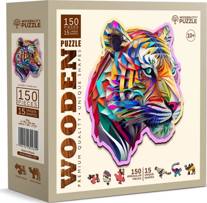 Puzzle din lemn cu model de tigru colorat