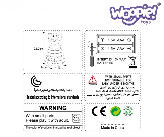 Piramida Interactivă Elefănțel Woopie Baby cu Inele Rățușcă