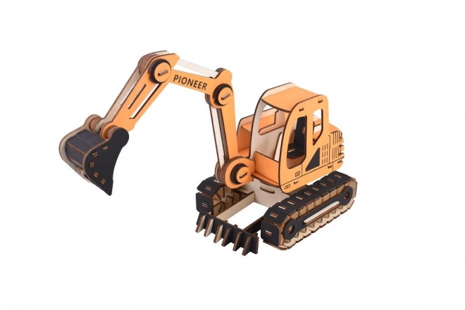 Puzzle 3D din lemn Excavator Oranj