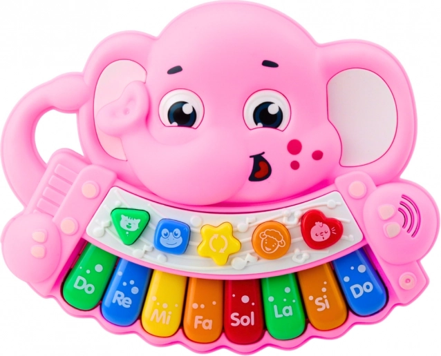 Pian Interactiv Roz Elefănțel – Melodii, Gama, Sunete Animale