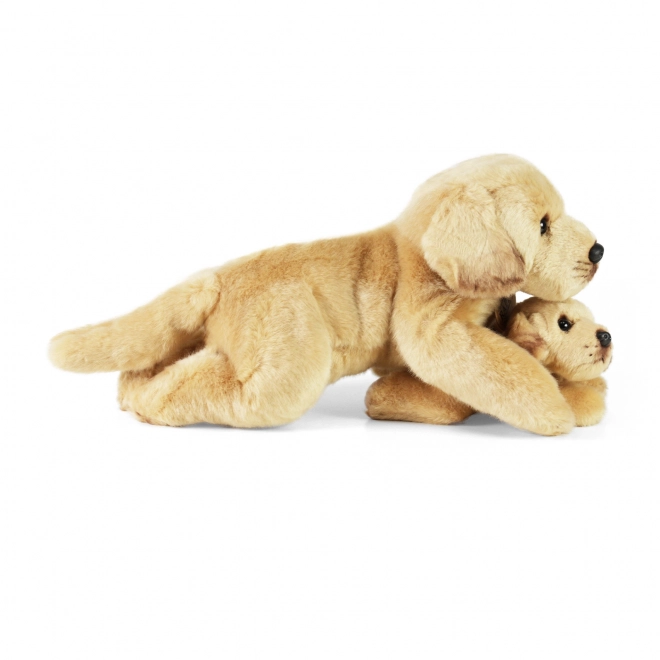 Câine Labrador de pluș cu pui culcat 25 cm