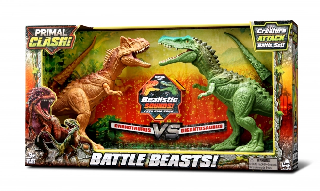 Set de luptă Primal Clash Dino Carnotaurus vs Gigantosaurus