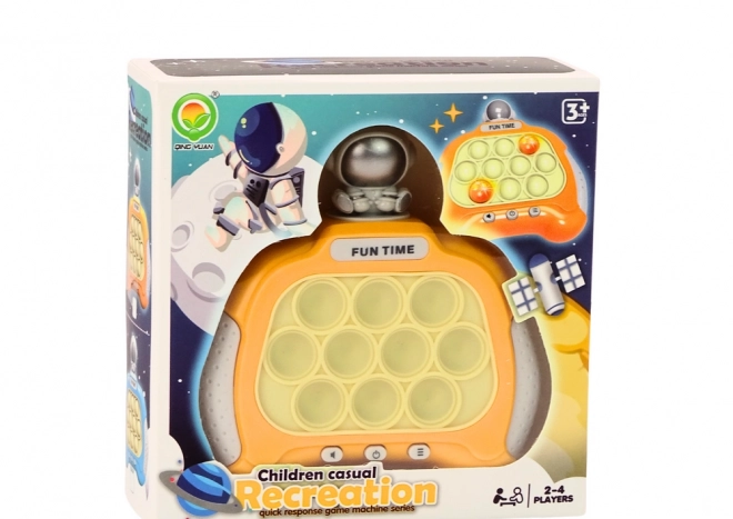 Consolă senzorială Pop-It astronaut galbenă cu lumini și sunete