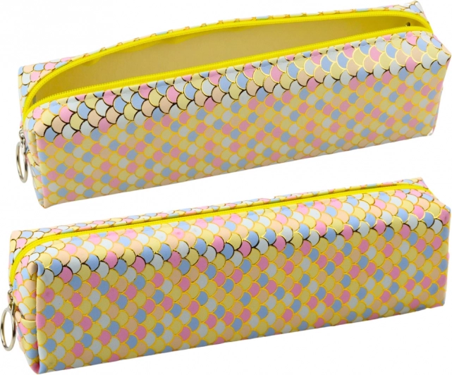 Penar școlar cu model de solzi de pește colorați galben 21x6cm