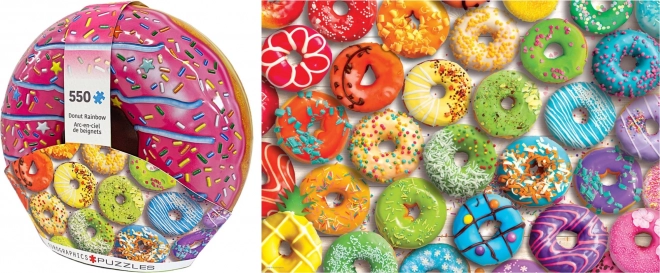 Puzzle cutie metalică Donut Rainbow 550 piese