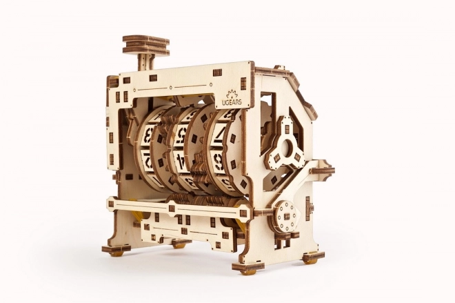 Puzzle mecanic din lemn 3D STEM cu contor clic Ugears