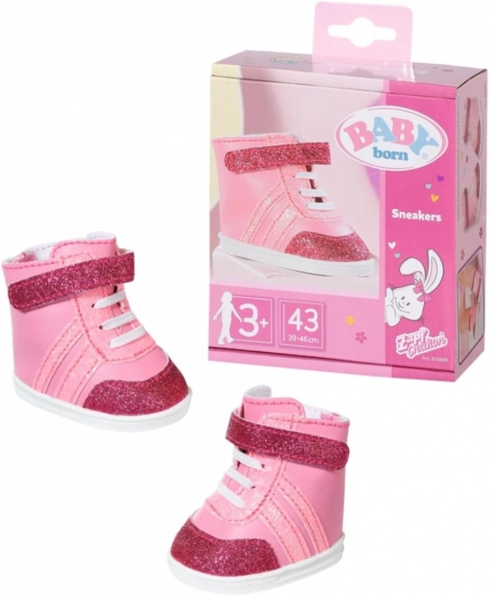 Sneakers roz pentru păpușa Baby Born 43cm