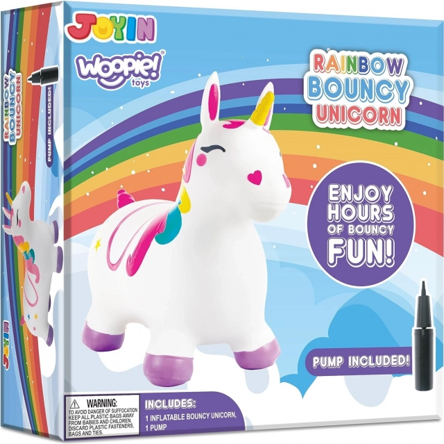 Unicorn săltător alb cu pompă Woopie