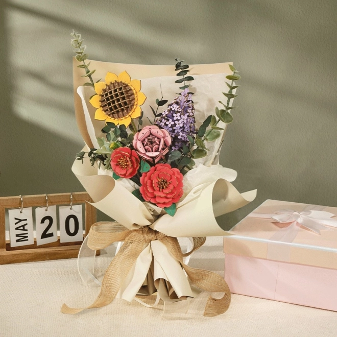 Puzzle din lemn 3D buchet de flori Rowood