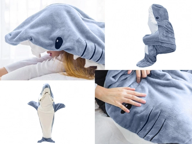 Pijama cu glugă tip rechin pentru iarnă