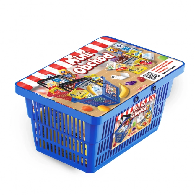 Mini magazin - coș de cumpărături cu accesorii și învățare despre cumpărături - albastru