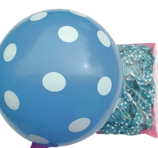 Balon latex 12 inch cu buline albastru deschis