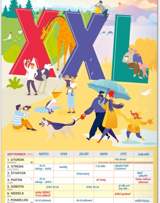 Calendar perete Planificator de Familie XXL 2026