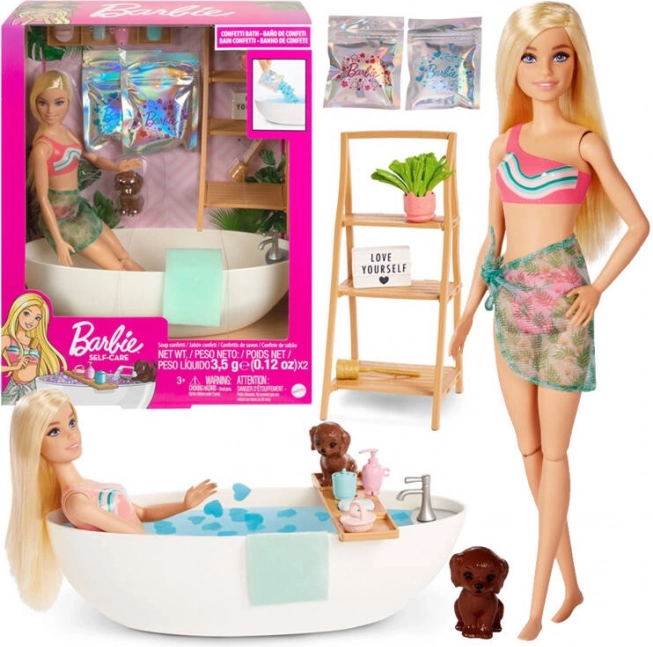 Barbie – baie cu confetti: păpușă cu cadă și accesorii