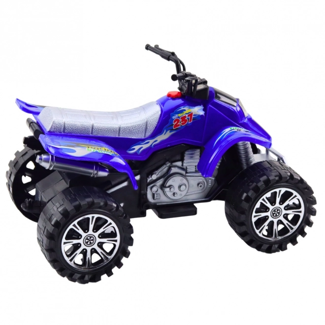 Quad teren off-road cu tracțiune, roți cu profil albastru