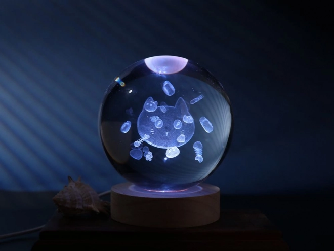 Lampă de cristal rotundă pisică 10 cm