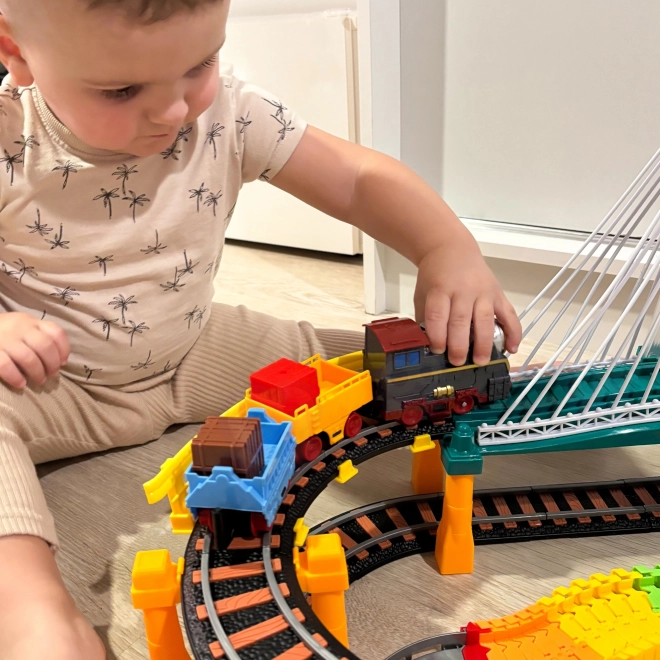 Joc educativ 2 în 1 cu tren și mașinuță WOOPIE