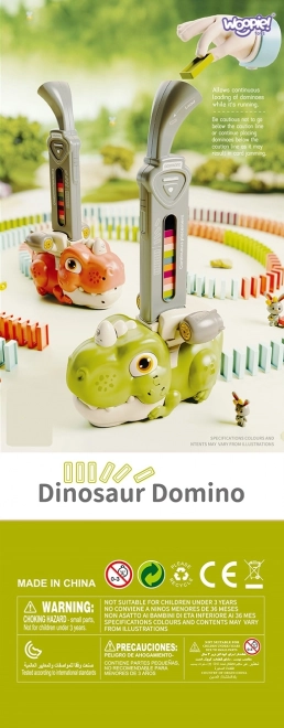 Dinozaur interactiv Domino tren WOOPIE, verde, set 8 buc