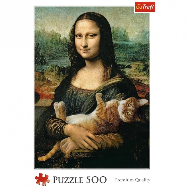 Puzzle Mona Lisa și pisica Mruczek 500 piese