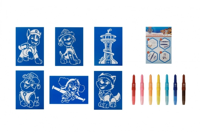 Set de colorat cu markere pentru suflat Patrula Cățelușilor
