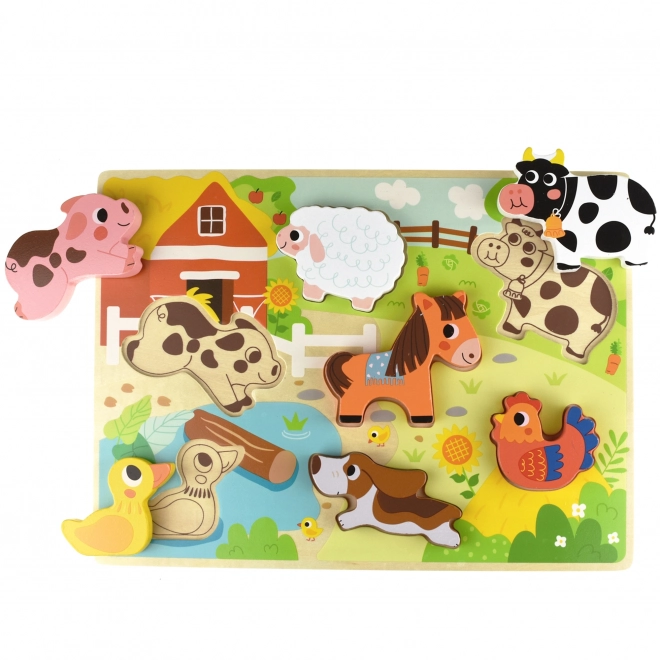 Puzzle montessori de încastrat din lemn – fermă TOOKY TOY