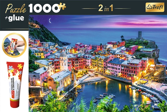 Puzzle 2 în 1 Vernazza, Liguria, Italia 1000 piese cu adeziv