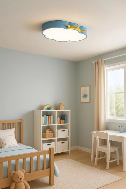 Lampă LED de tavan pentru copii Chmurka cu telecomandă albastră