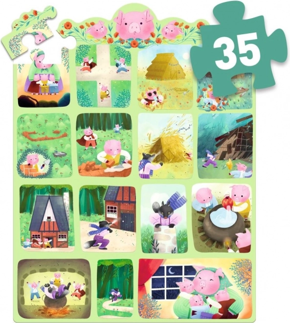 Puzzle DJECO Trei purceluși 35 piese
