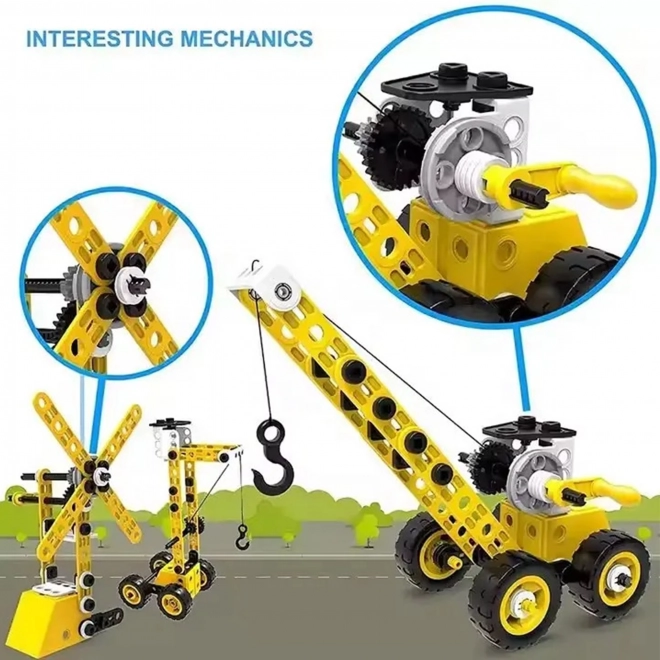 Set construcție vehicule 8 în 1 WOOPIE